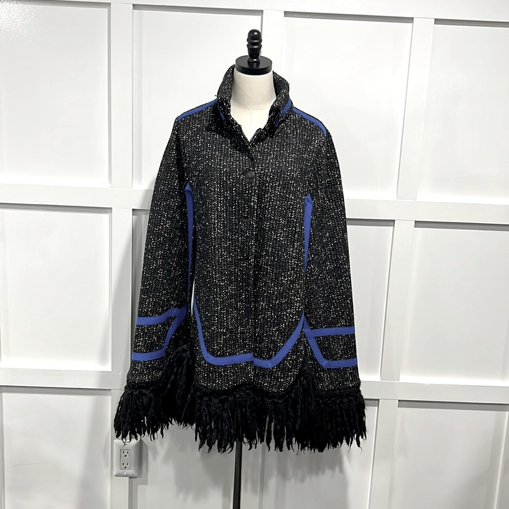 Rag and Bone Black & White Wool Cape, M/L
